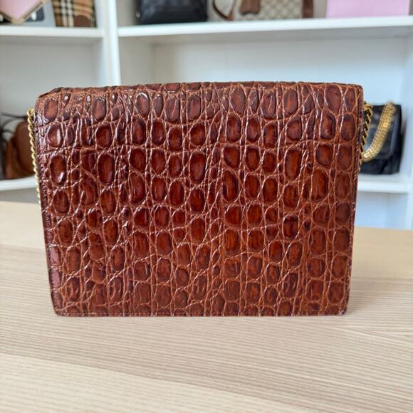 Saint Laurent YSL Patent Turtle Embossed Monogram Cassandra Clasp Bag Rouge - Picture 3 of 13